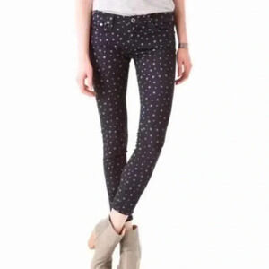 AG Star Printed Super  Skinny Legging Ankle Jeans Black White Stars Size 24R